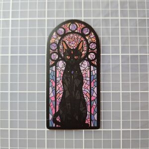 10 for $10 Sticker Stained Glass Black Cat Theme
